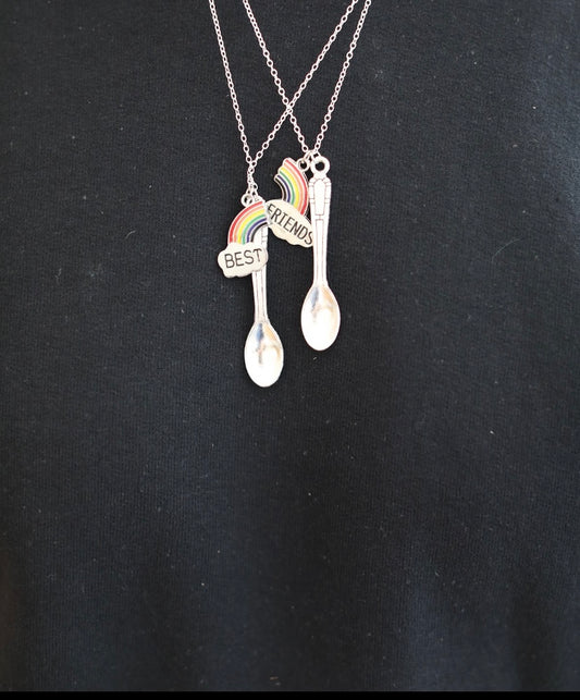 BFF best friend rainbow spoon necklaces